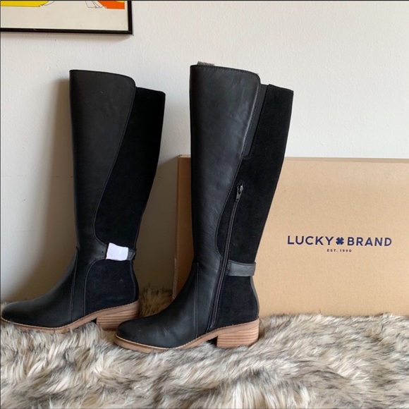HP🤩Lucky Brand Tall Leather Timini Boots US 6 NWB - Picture 3 of 8